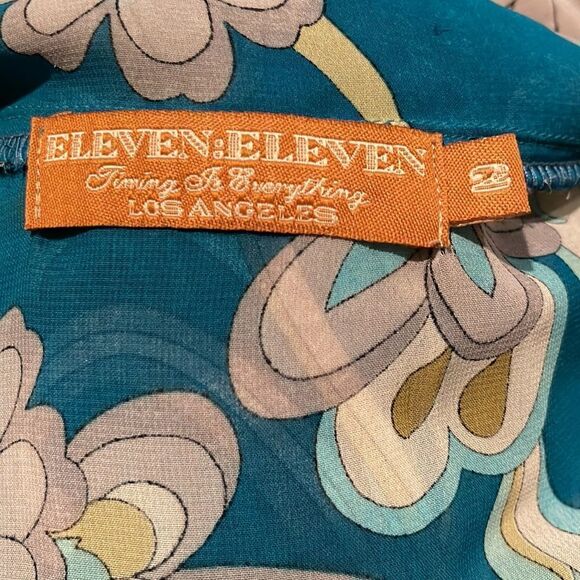 11.11 / eleven eleven Turquoise Blue Bold Floral Printed Mini Dress Size: XS - Picture 4 of 7
